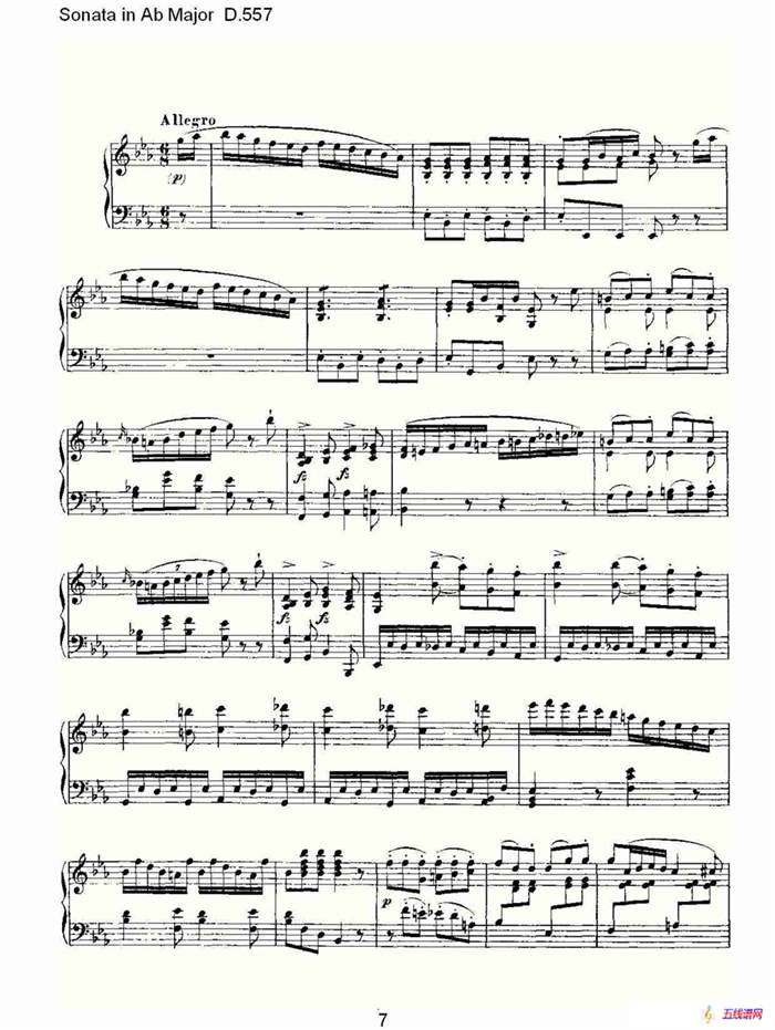 Sonata in Ab Major D.557（Ab大调奏鸣曲 D.557）