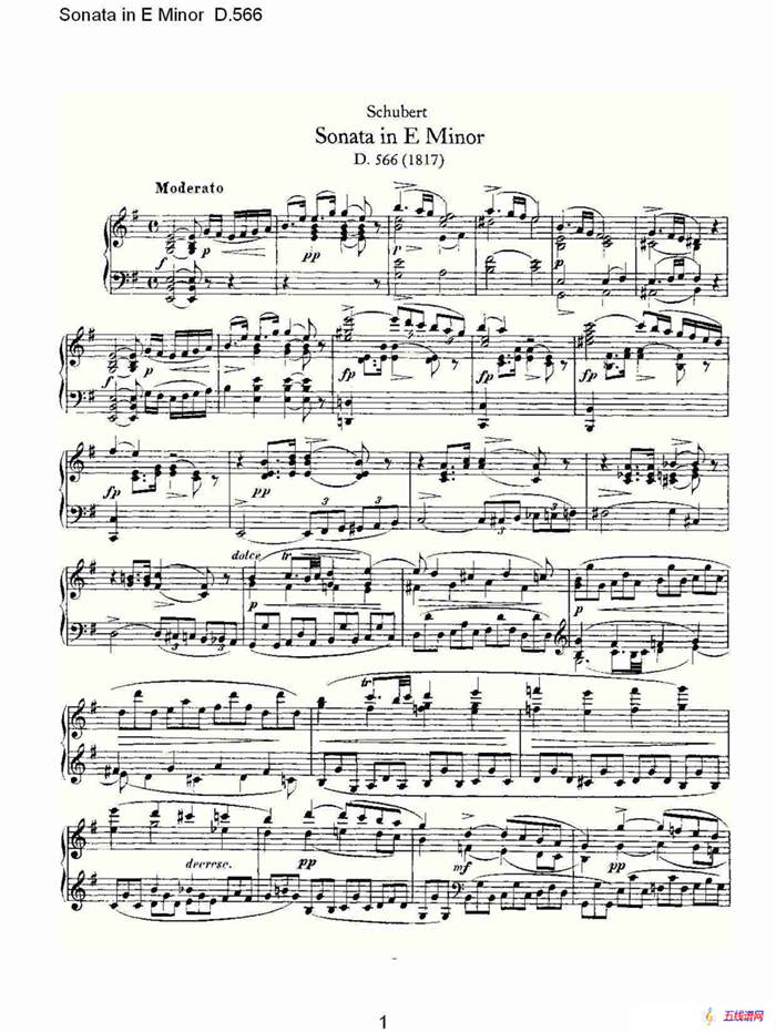 Sonata in E Minor D.566（E小调奏鸣曲 D.566）