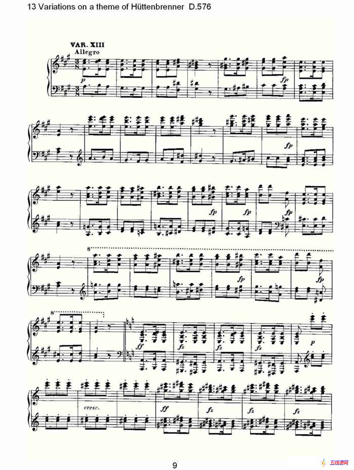 13 Variations on a theme of Hüttenbrenner D.576（主）
