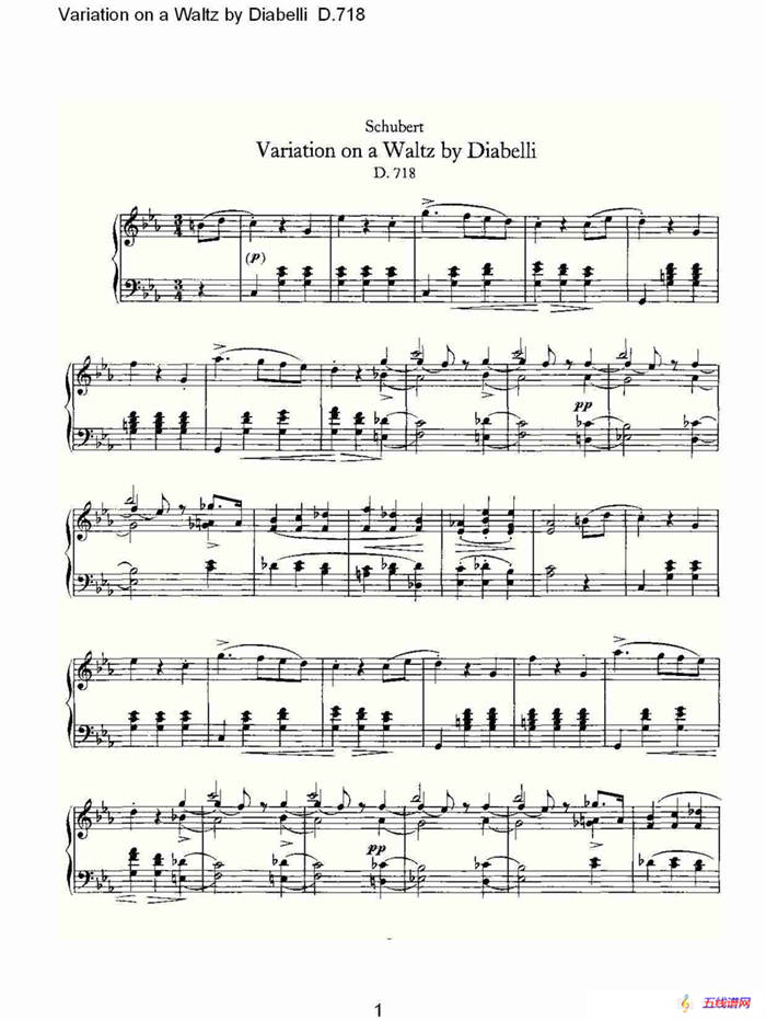 Variation on a Waltz by Diabelli D.718（Diabelli华尔）