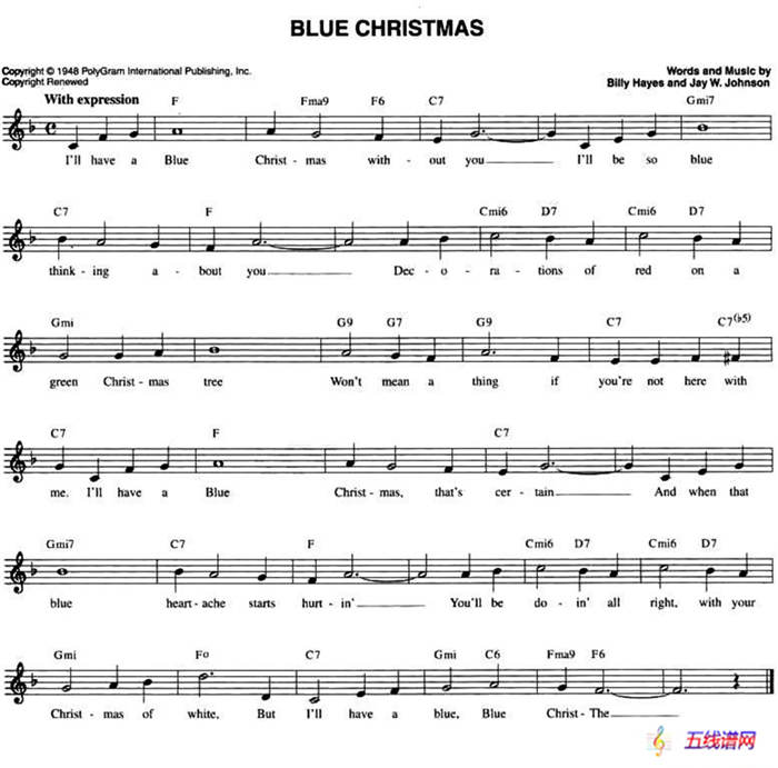 BLUE CRISTMAS（五线谱）