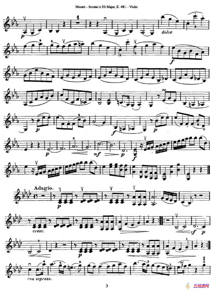 Sonata in Eb Major K.481