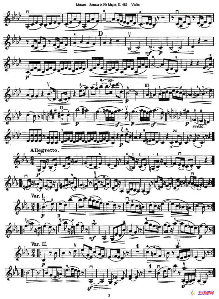 Sonata in Eb Major K.481