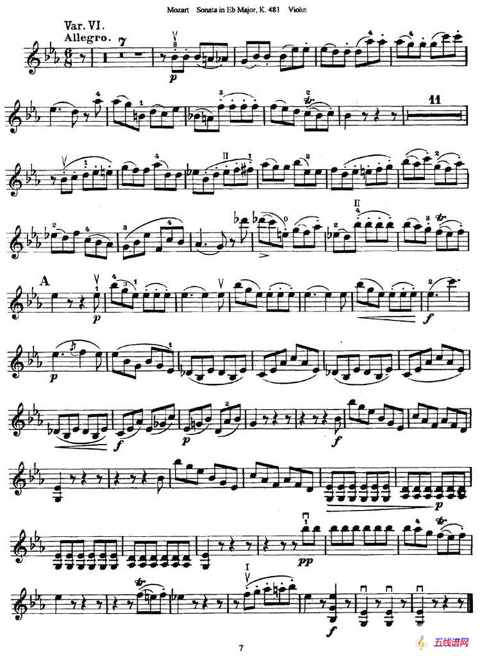 Sonata in Eb Major K.481