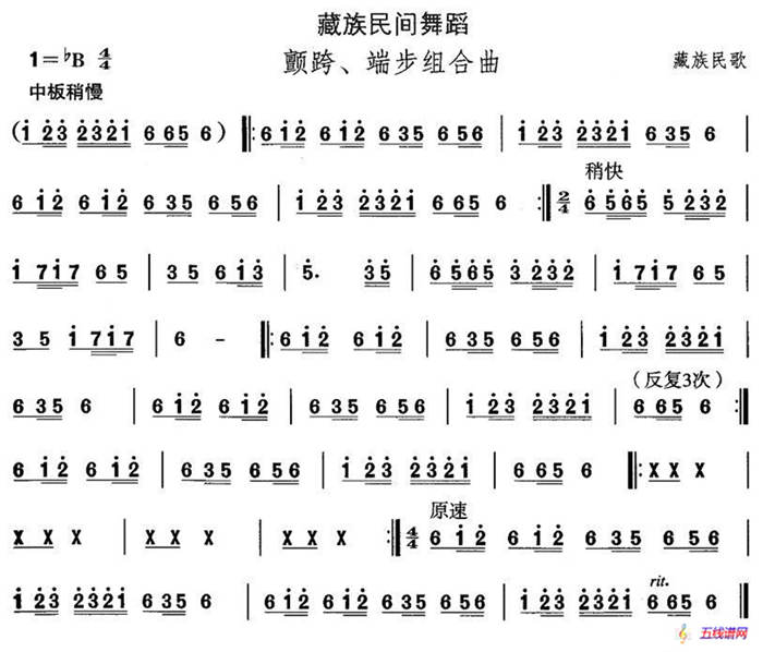 中国民族民间舞曲选（七)藏族舞蹈：颤跨、端步组合）