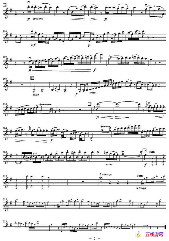 莫扎特第三小提琴协奏曲（第一乐章、小提琴分谱）