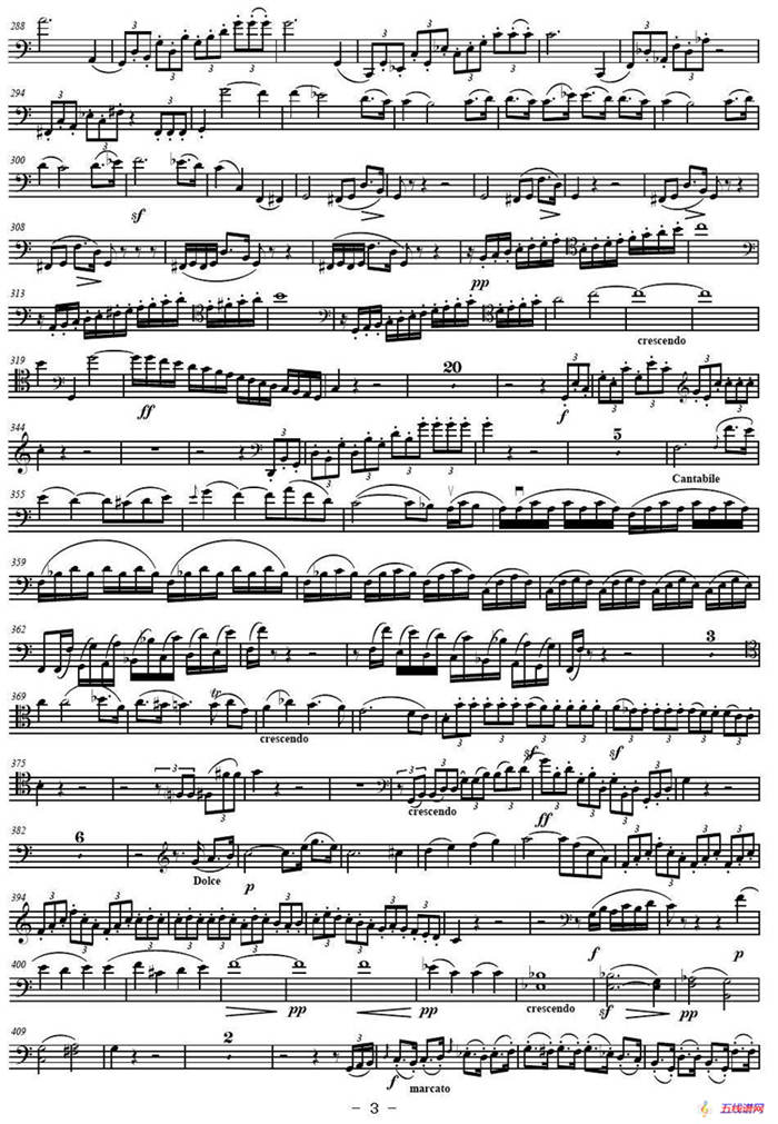 贝多芬  C大调三重协奏曲 第一乐章 作品56（大提琴分谱）