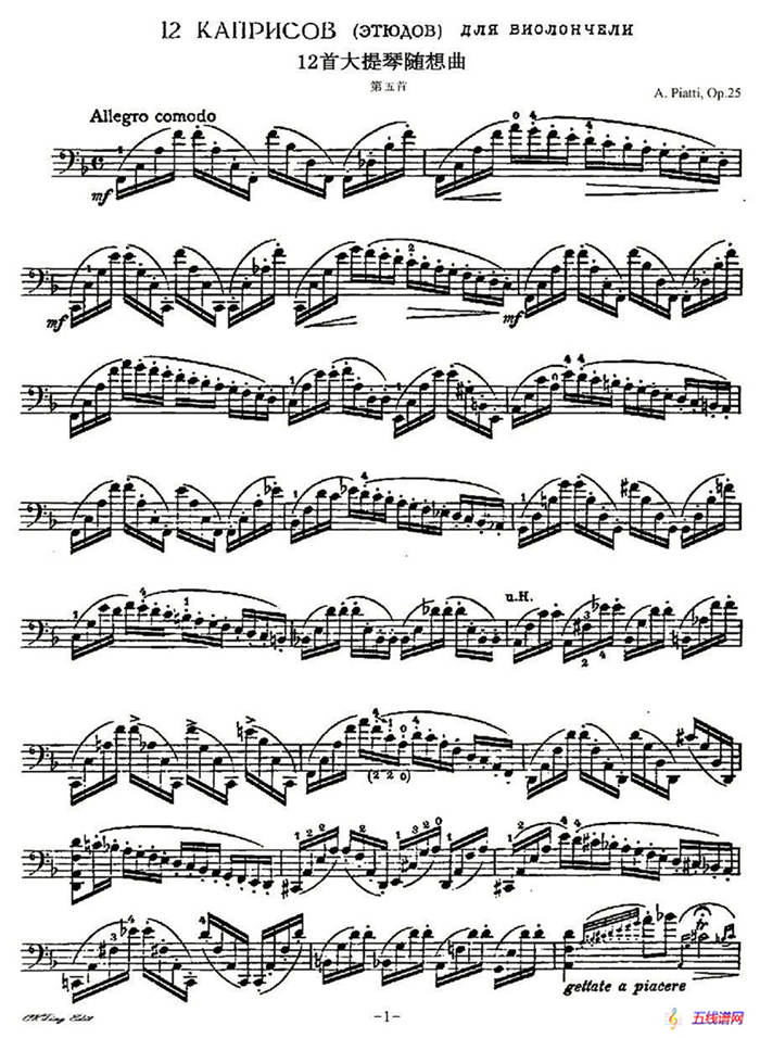 A. Piatti 12 Caprice Op.25（皮阿蒂 12首大提琴随想曲) 第五）