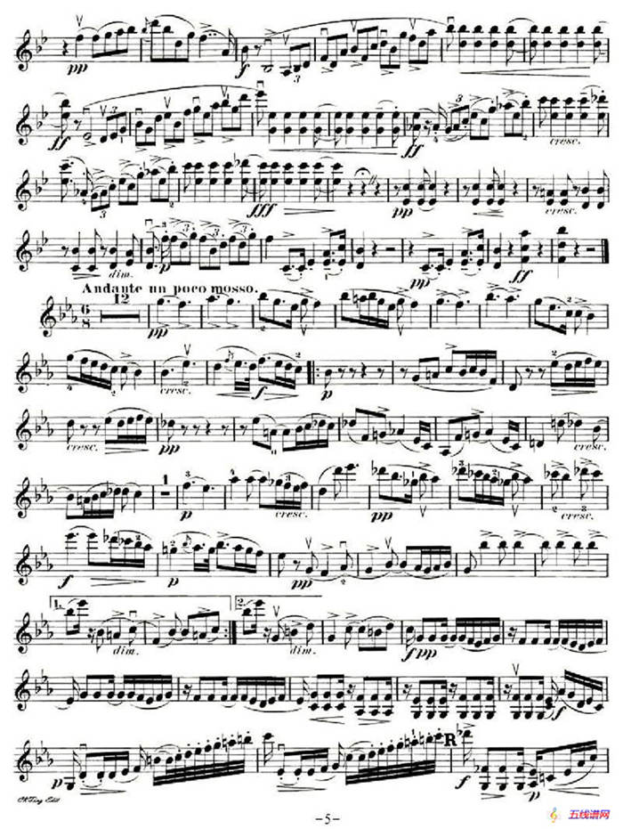 第一钢琴,小提琴，大提琴三重奏 Op.99之小提琴分谱
