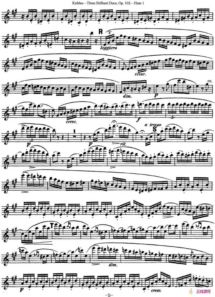 库劳长笛二重奏练习三段OP.102——Flute 1（NO.3）