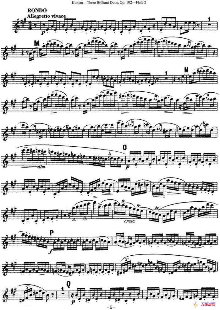 库劳长笛二重奏练习三段OP.102——Flute 2（NO.3）