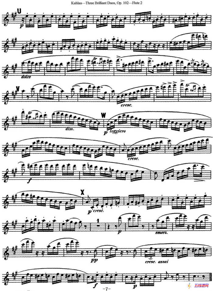 库劳长笛二重奏练习三段OP.102——Flute 2（NO.3）