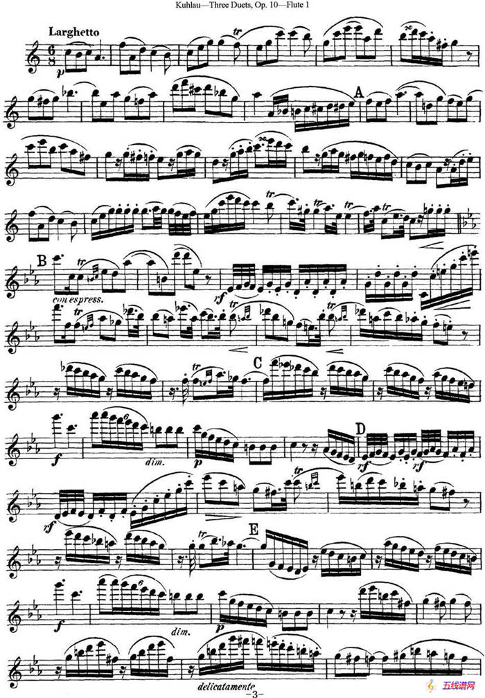 库劳长笛二重奏练习曲Op.10——Flute 1（No.1）