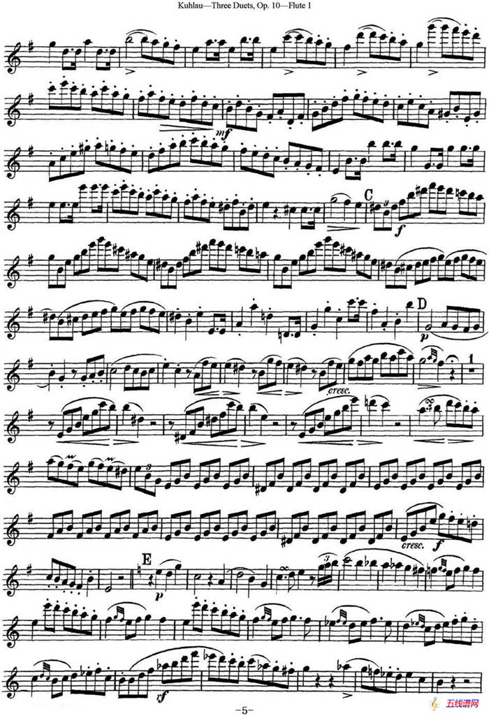 库劳长笛二重奏练习曲Op.10——Flute 1（No.1）