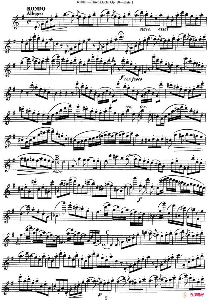库劳长笛二重奏练习曲Op.10——Flute 1（No.3）