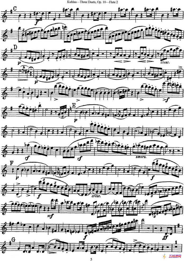 库劳长笛二重奏练习曲Op.10——Flute 2（No.1）