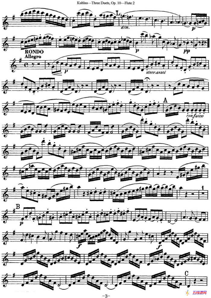 库劳长笛二重奏练习曲Op.10——Flute 2（No.3）