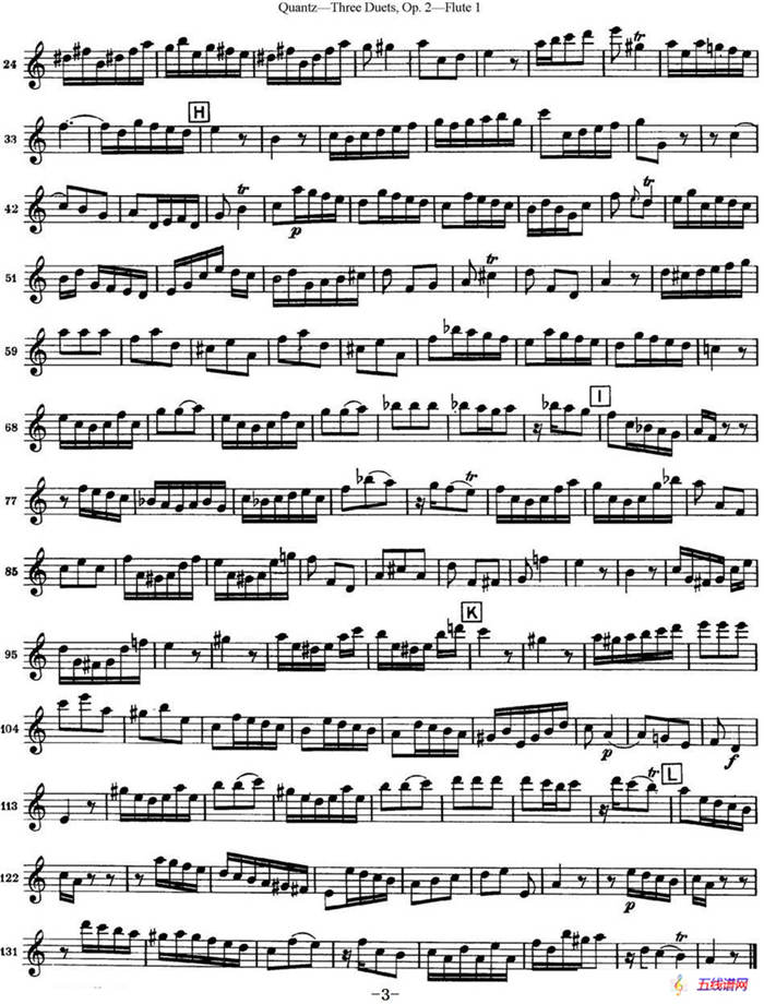 匡茨G大调长笛二重奏Op.2——Flute 1（No.2）