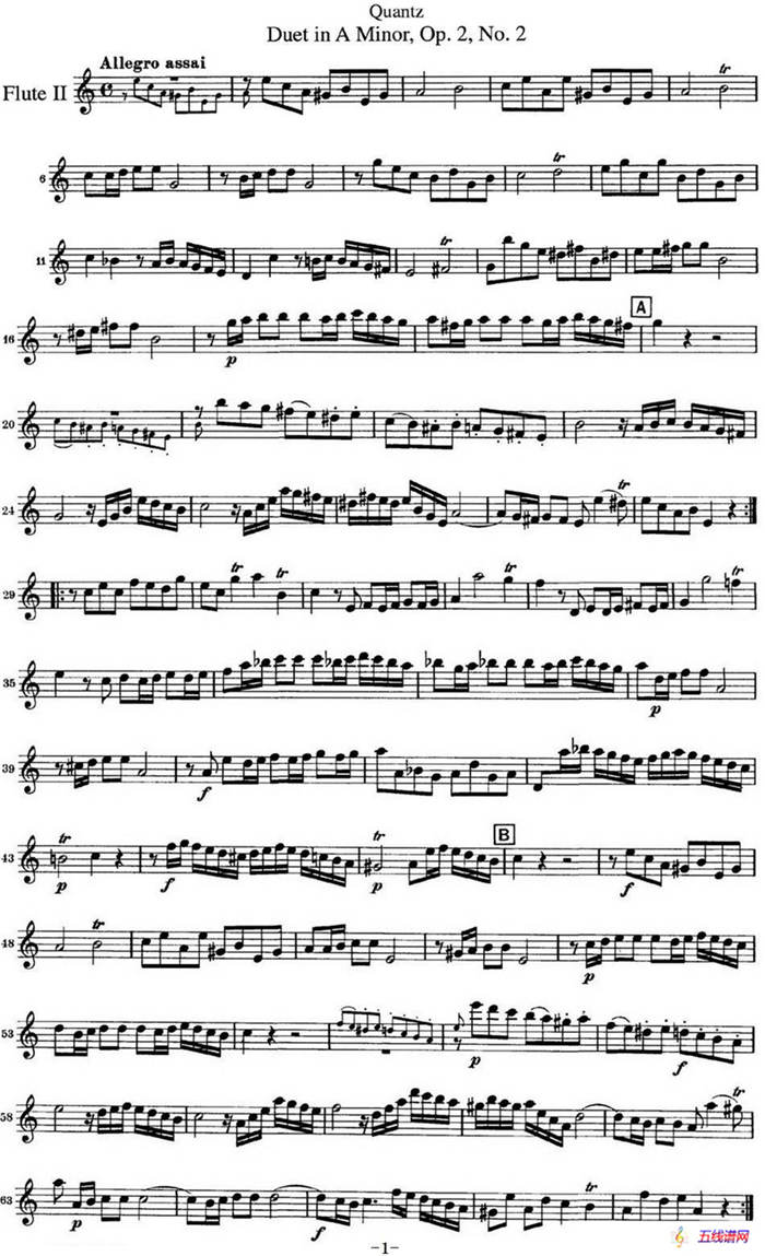 匡茨G大调长笛二重奏Op.2——Flute 2（No.2）