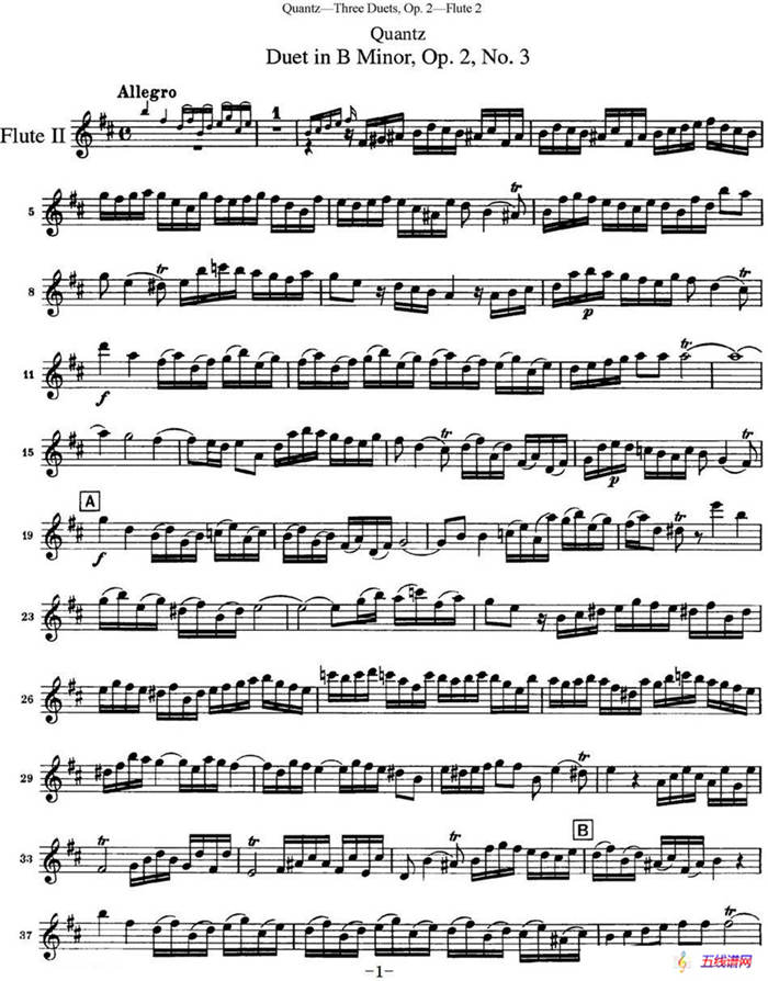匡茨G大调长笛二重奏Op.2——Flute 2（No.3）