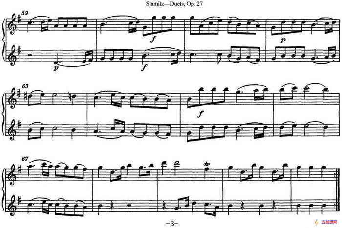 斯塔米茨二重奏长笛练习曲Op.27（No.1）