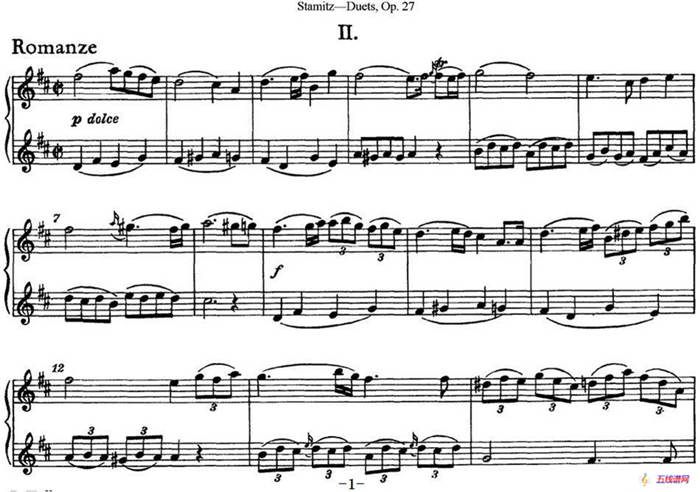 斯塔米茨二重奏长笛练习曲Op.27（No.2）