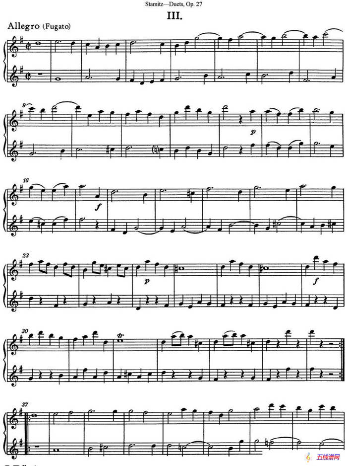 斯塔米茨二重奏长笛练习曲Op.27（No.3）