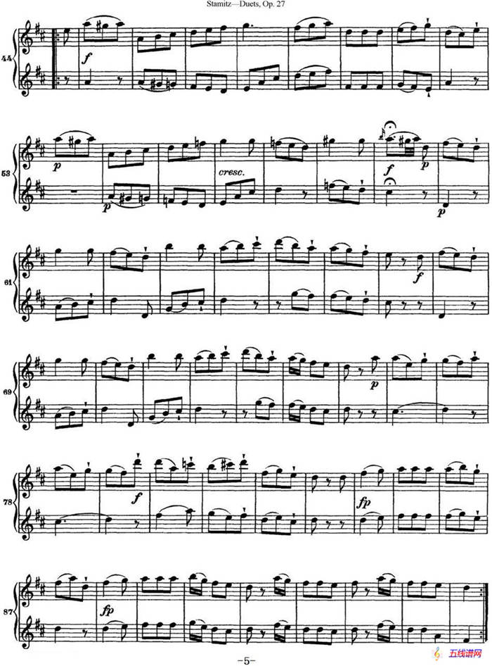 斯塔米茨二重奏长笛练习曲Op.27（No.4）