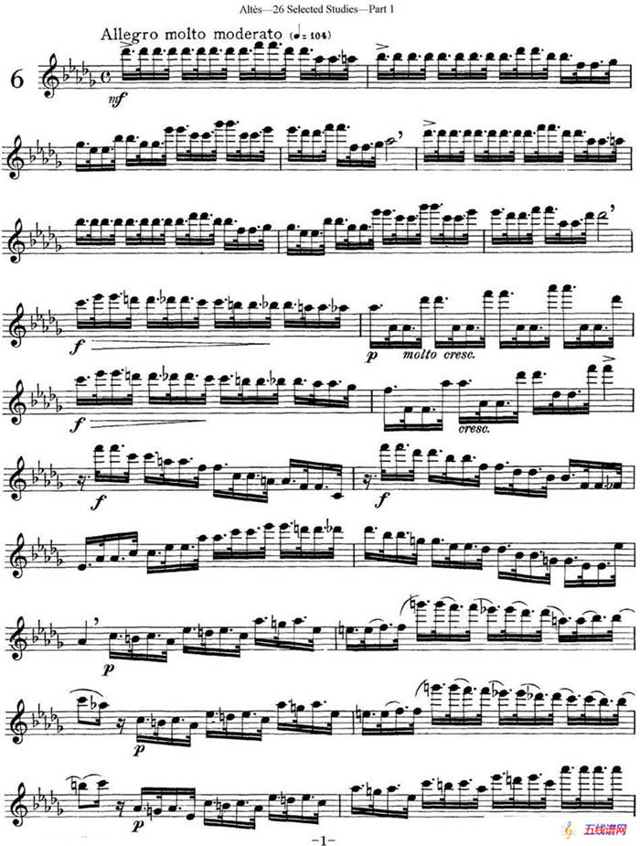 阿尔泰斯26首精选长笛练习曲（NO.6）