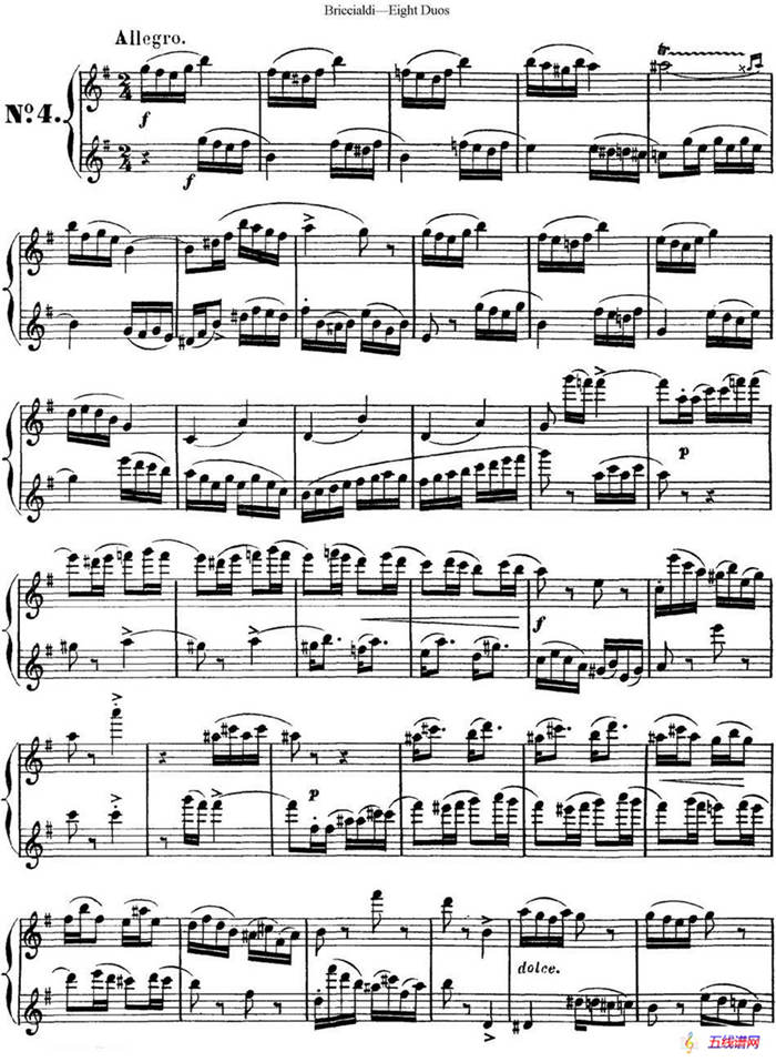 8首博瑞西亚第长笛二重奏（NO.4）