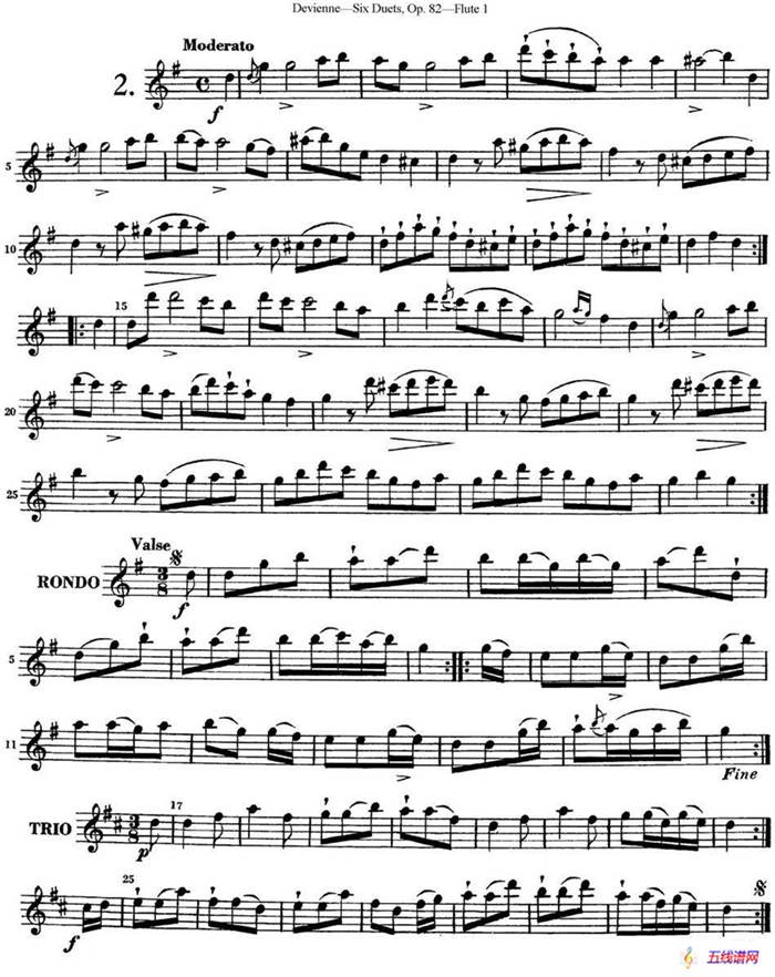 德维埃纳六个长笛二重奏小段Op.82——Flute 1（NO.2）