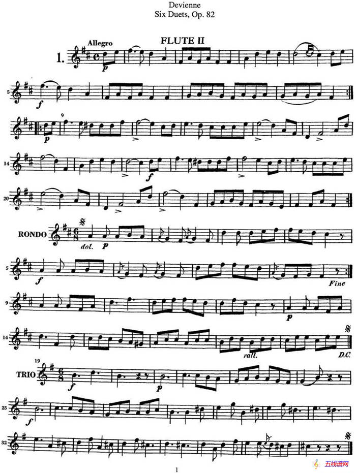 德维埃纳六个长笛二重奏小段Op.82——Flute 2（NO.1）