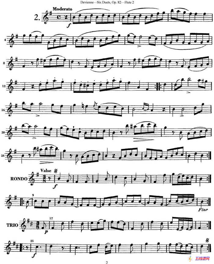 德维埃纳六个长笛二重奏小段Op.82——Flute 2（NO.2）