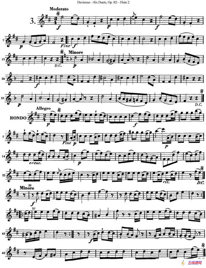 德维埃纳六个长笛二重奏小段Op.82——Flute 2（NO.3）