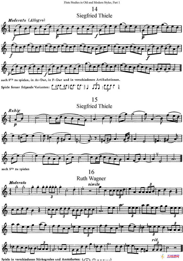 斯勒新老风格长笛练习重奏曲（第一部分）（NO.14-NO.16）