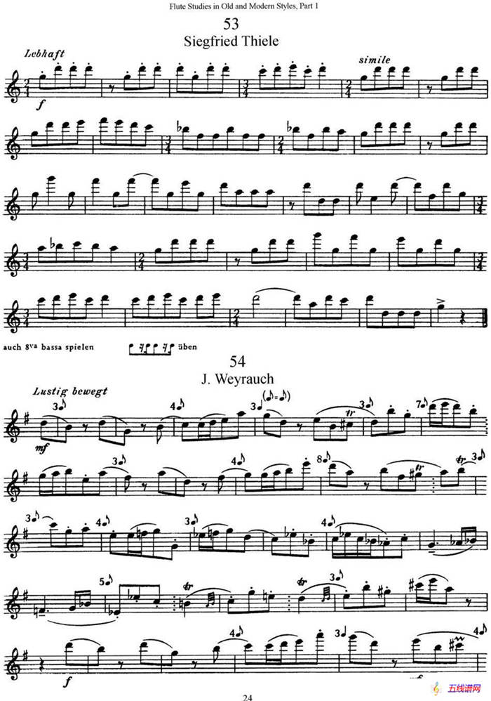 斯勒新老风格长笛练习重奏曲（第一部分）（NO.53-NO.56）