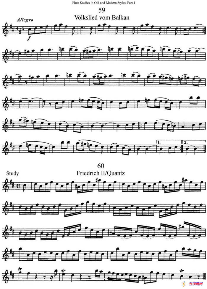 斯勒新老风格长笛练习重奏曲（第一部分）（NO.59-NO.60）
