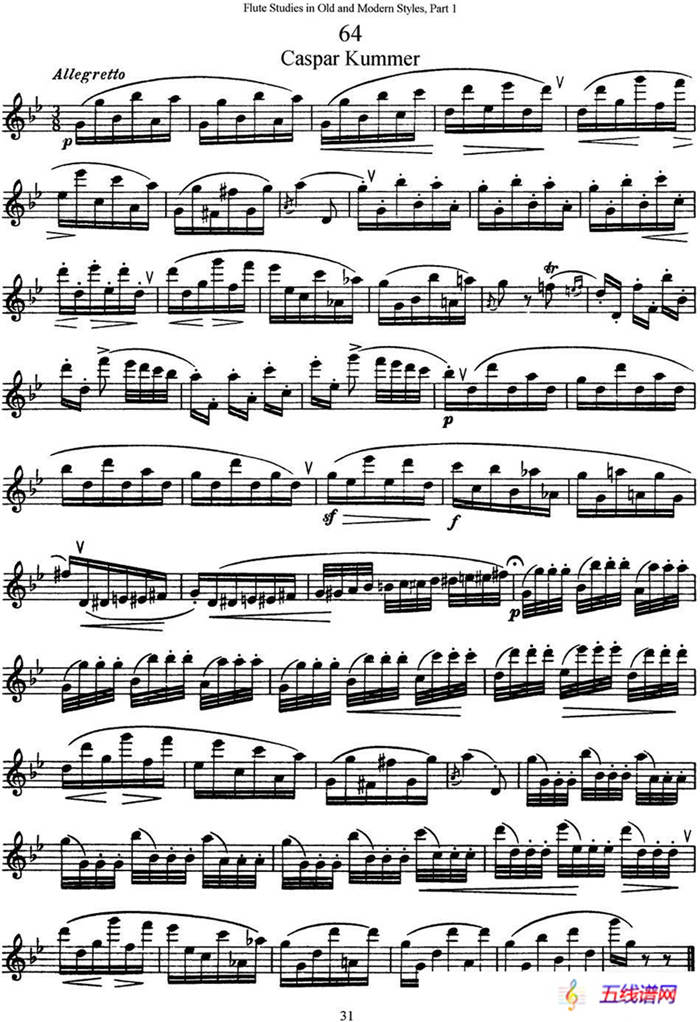 斯勒新老风格长笛练习重奏曲（第一部分）（NO.64）