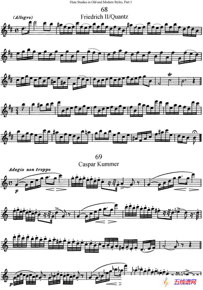 斯勒新老风格长笛练习重奏曲（第一部分）（NO.68-NO.70）