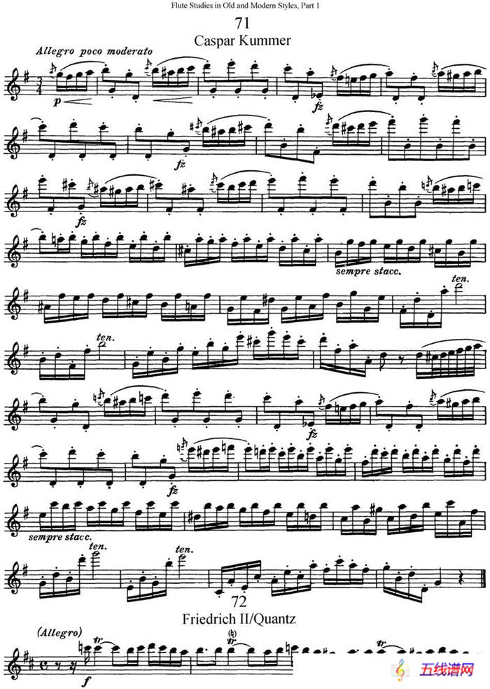 斯勒新老风格长笛练习重奏曲（第一部分）（NO.71-NO.73）