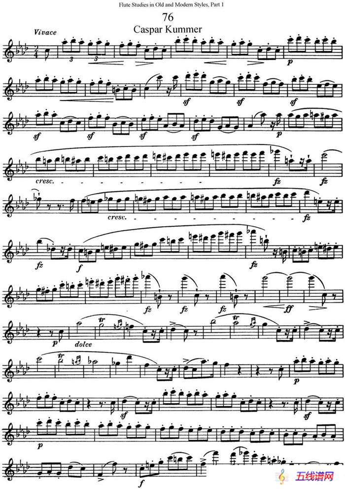 斯勒新老风格长笛练习重奏曲（第一部分）（NO.76-NO.77）