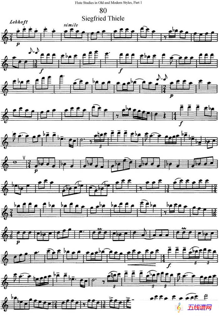 斯勒新老风格长笛练习重奏曲（第一部分）（NO.80）