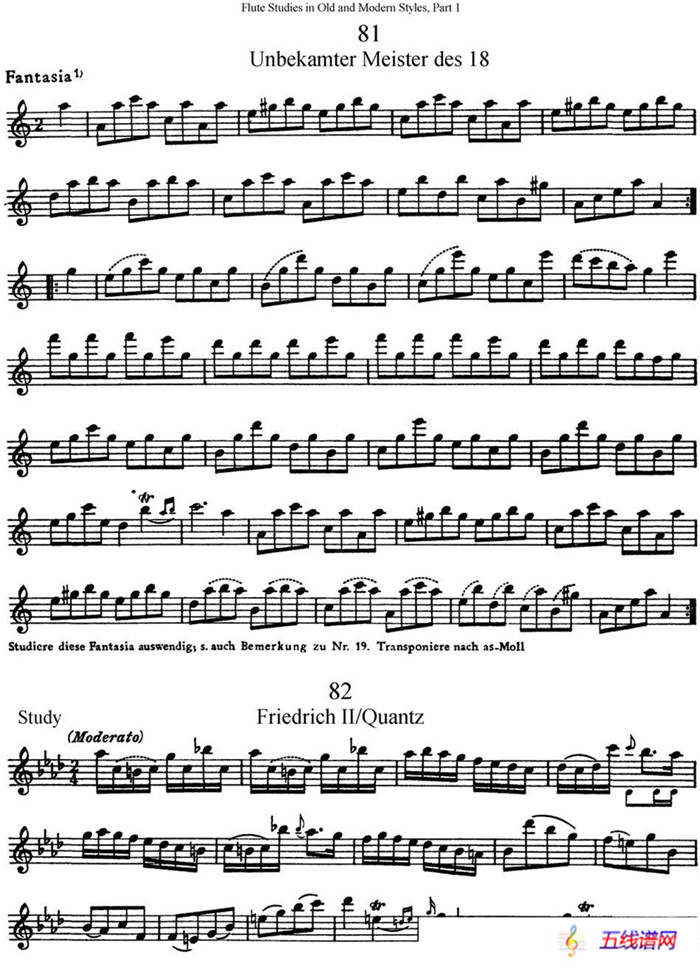 斯勒新老风格长笛练习重奏曲（第一部分）（NO.81-NO.82）