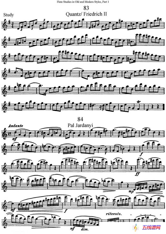 斯勒新老风格长笛练习重奏曲（第一部分）（NO.83-NO.84）