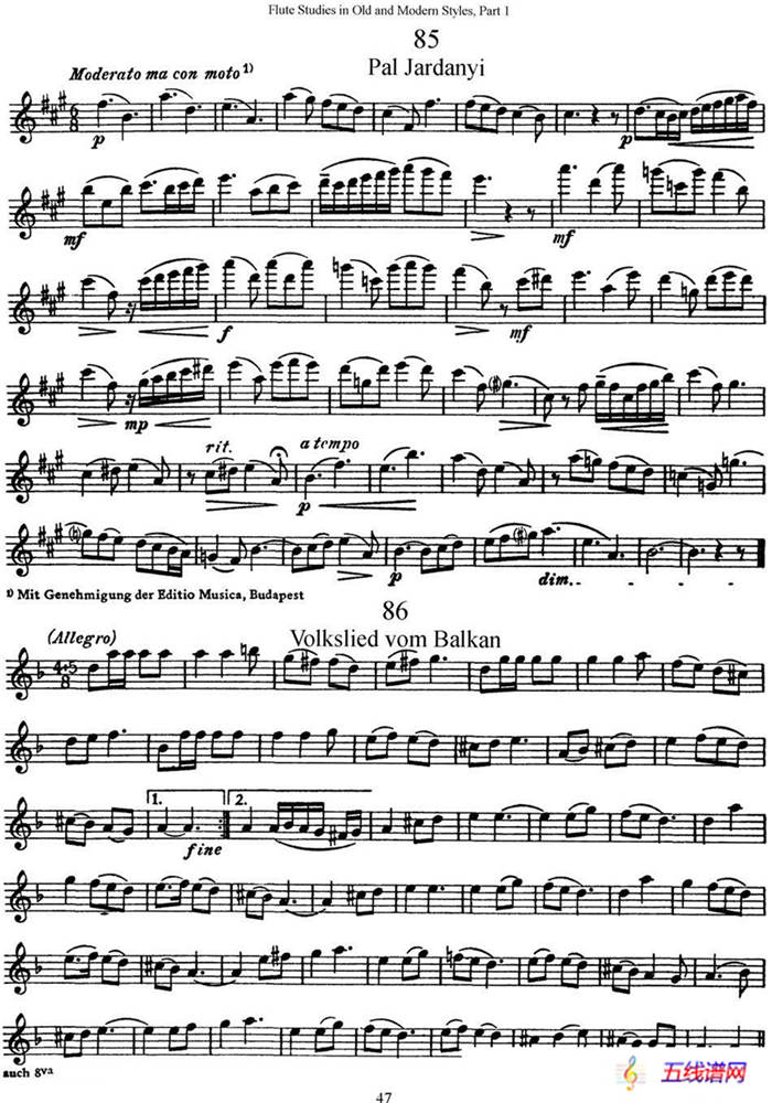 斯勒新老风格长笛练习重奏曲（第一部分）（NO.85-NO.86）