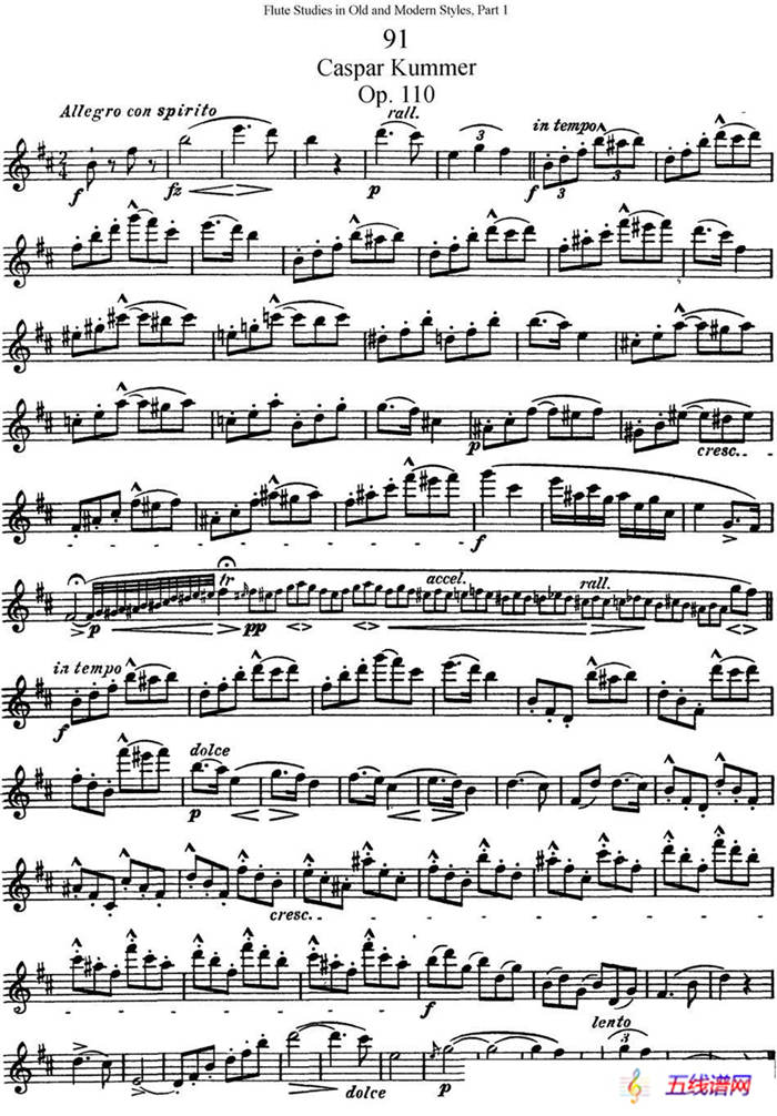 斯勒新老风格长笛练习重奏曲（第一部分）（NO.91）
