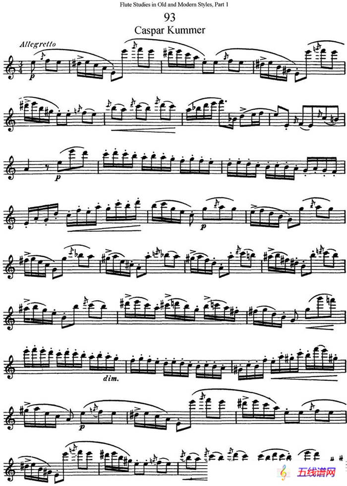 斯勒新老风格长笛练习重奏曲（第一部分）（NO.93-NO.94）