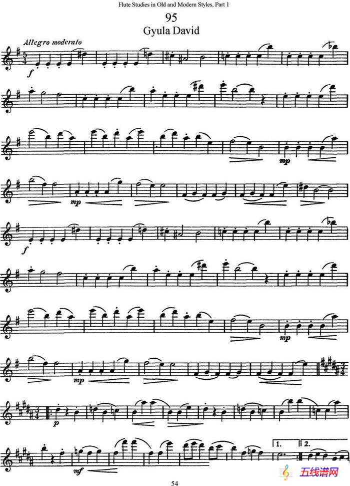 斯勒新老风格长笛练习重奏曲（第一部分）（NO.95-NO.96）