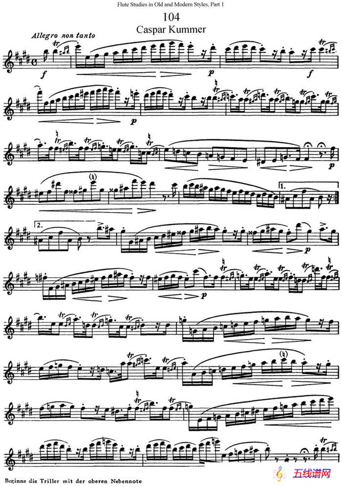 斯勒新老风格长笛练习重奏曲（第一部分）（NO.104-NO.105）
