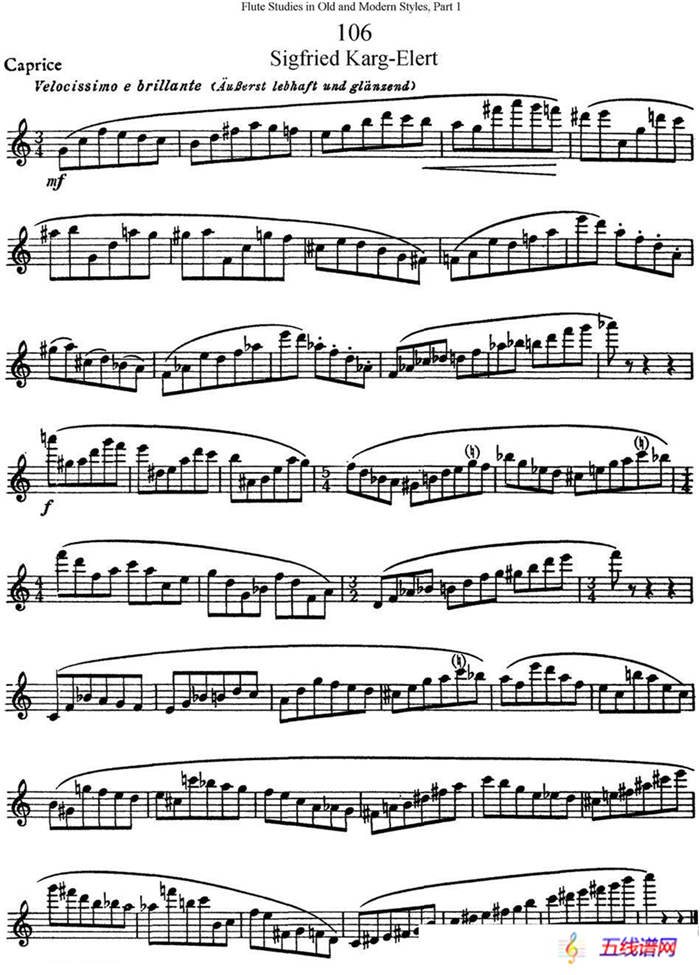 斯勒新老风格长笛练习重奏曲（第一部分）（NO.106）